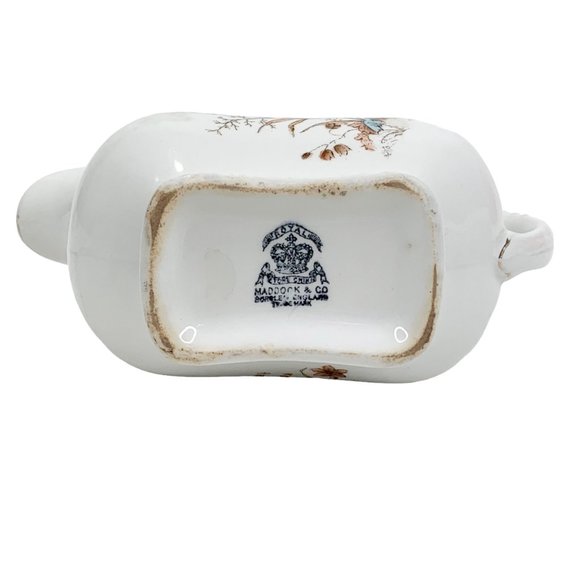 Vintage Maddock & Co Royal Stone China Gravy Boat Burslem England Pink Dianthus - Picture 10 of 11